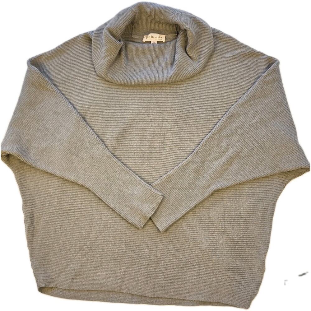 Philosophy Women's XL Sweater Pullover Gray Dolman Sleeve Cowl Neck Soft Cozy